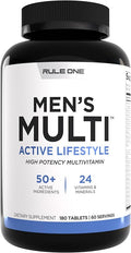 Rule 1 Proteins Men's Daily Multi Vitamins Essential Minerals Superfoods Digestive Enzymes Amino Acids and Antioxidants for Active Lifestyles and Wellness Support (180 Tablets 60 Day Supply)