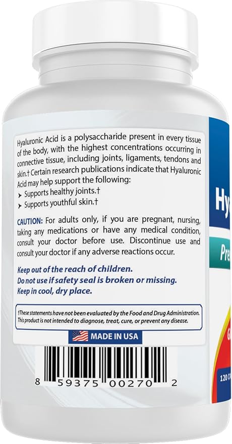 Best Naturals Hyaluronic Acid 100 mg 120 Capsules (Pack of 3)