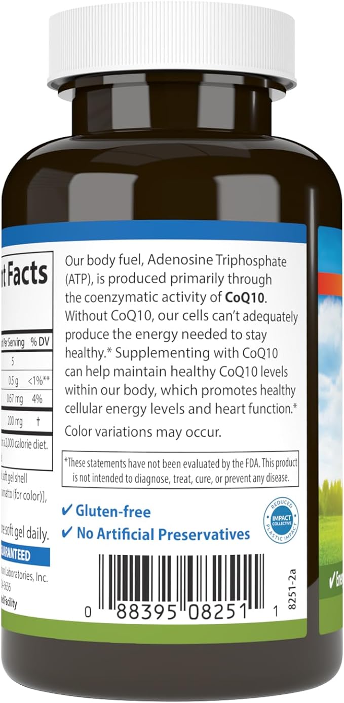 Carlson - Co-Q10 Co-Enzyme Q10 200 mg Energy Production &amp Heart Function 90 Softgels