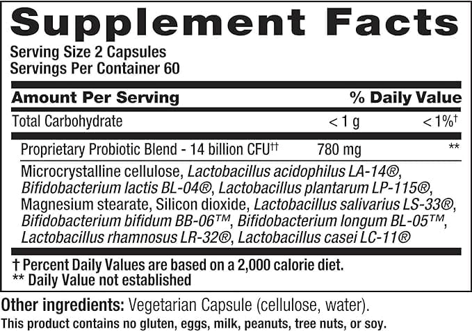 PB8 Probiotic - 3 Pack - 120 Capsules Per Bottle - Supports Digestive Health - 14 Billion CFU - 8 Beneficial Strains - No Milk Gluten or Soy