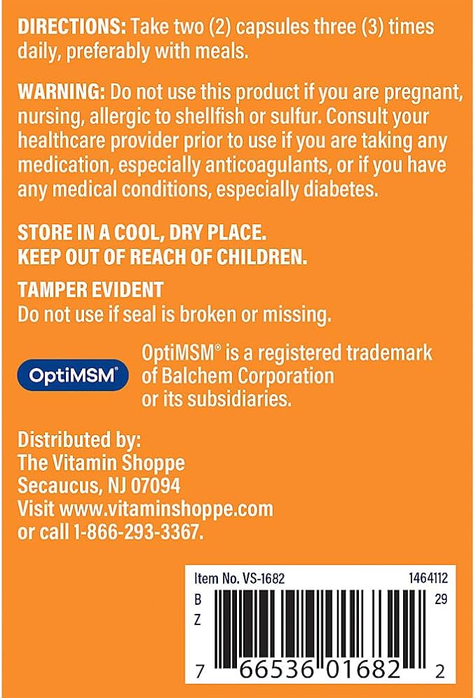 The Vitamin Shoppe Glucosamine Chondroitin MSM Capsules Joint Health &amp Mobility Support Supplement for Men &amp Women Supports Cartilage &amp Flexibility Gluten Free Dairy Free 360 Capsules