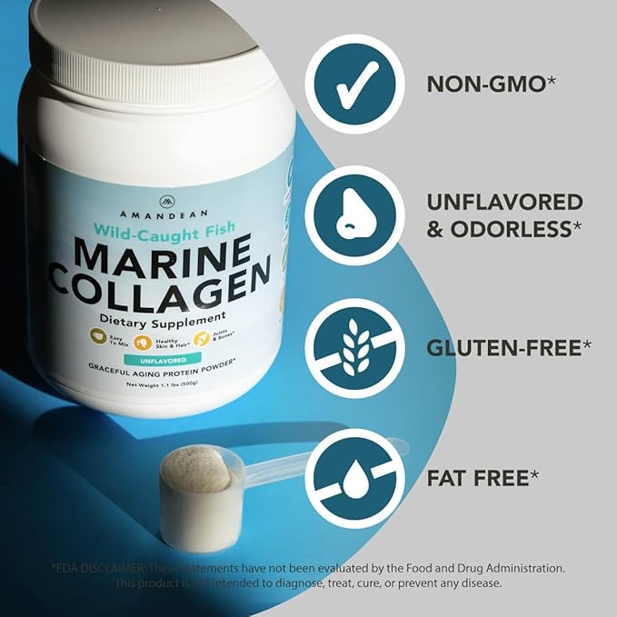AMANDEAN Premium Creatine HCl &amp Marine Collagen Bundle. USA-Made CON-CRET. 7X Concentrated. Wild-Caught Hydrolyzed Fish Collagen Protein. Anti-Aging. Support Recovery &amp Lean Muscle. Healthy Sk