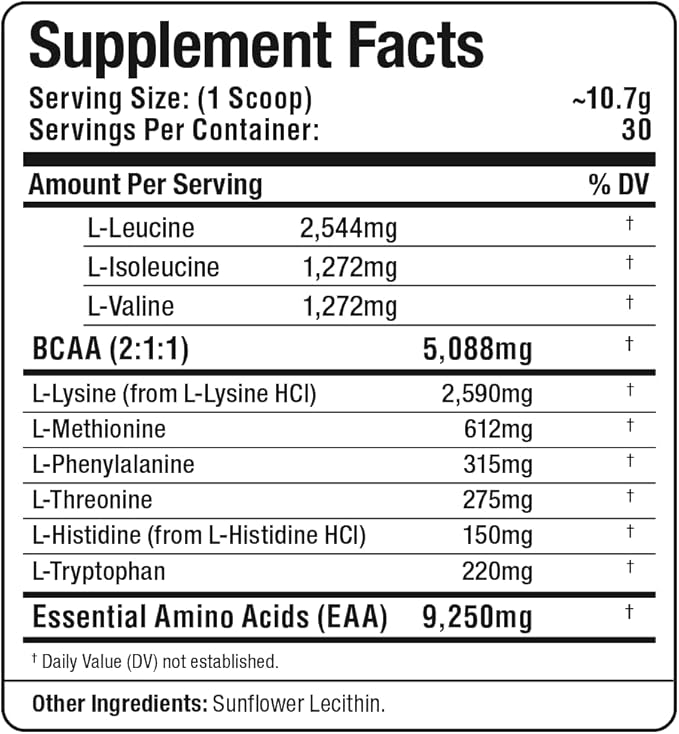ALLMAX Essentials EAA Unflavored - 320g Powder - Helps Build More Muscle &amp Support Recovery - 5g BCAAs - Vegan &amp Gluten Free - 30 Servings