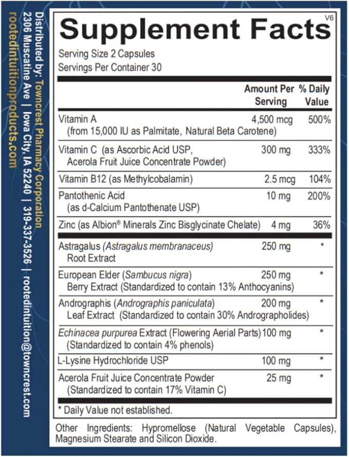 ImmunoBoost - Fast-Acting Immune Support Upper Respiratory Comfort Inflammatory Balance - 60 Vegetarian Capsules