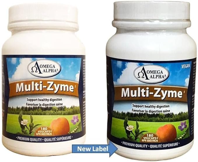 Omega Alpha Multi-Zyme Digestive Enzyme-180 Capsules