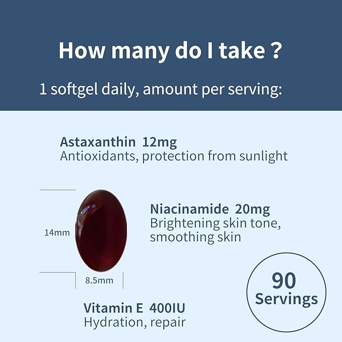 Astaxanthin 12mg 90 Softgels 3 Month Supply | Premium Astaxanthin Antioxidant Supplements | Supports Eye Joint &amp Internal Circulation Health
