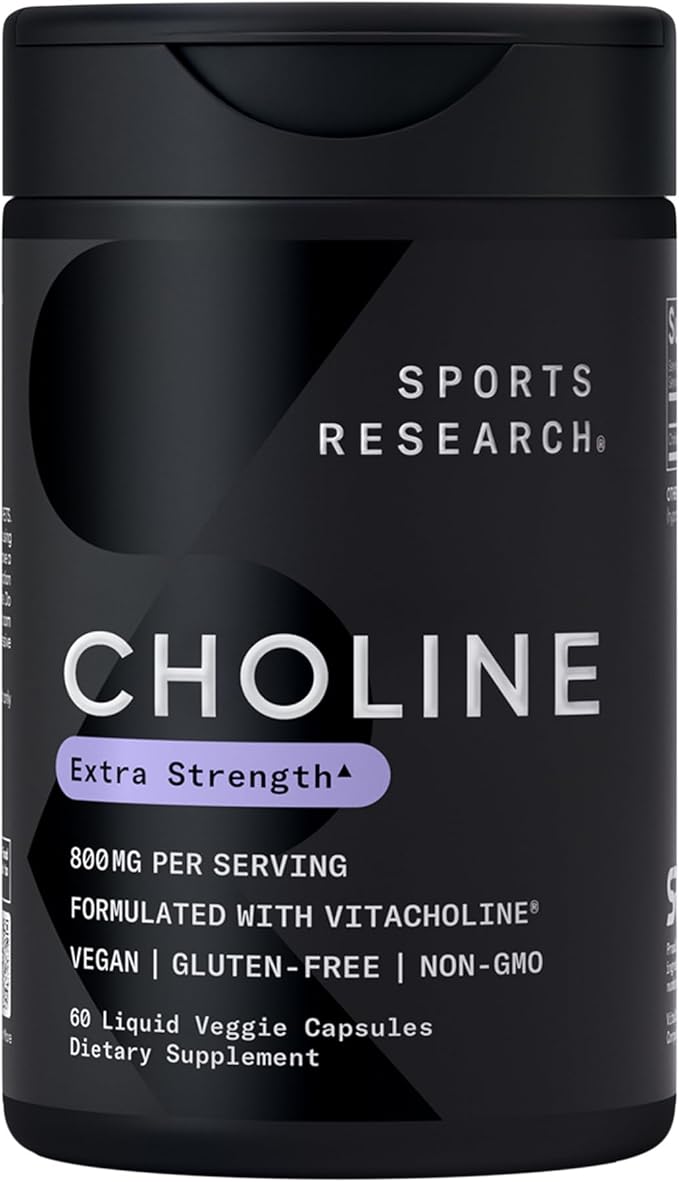 Sports Research® Brain Support Pack - Extra Strength Choline 800 mg + Krill Oil Omega 3 1000mg + High-Absorption Magtein® 2000mg