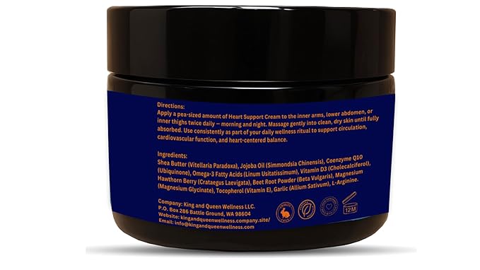 Heart Health &amp Blood Flow Support Cream – CoQ10 L-Arginine Beet Root Hawthorn | Circulation &amp Nitric Oxide | Heart 2 oz – King &amp Queen Wellness