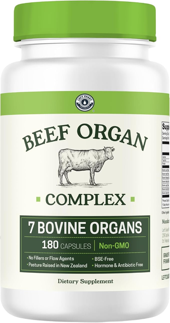 Left Coast Performance Boron Supplement for Men &amp Beef Organ Supplement - Testosterone Boosting Bundle for Men's Gut Health Energy Hormone Balance and Immune Support
