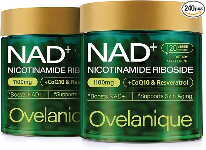 NAD Supplement – Nicotinamide Riboside &amp Resveratrol – NMNH Alternative – 1100mg NAD+ Complex with Quercetin Phytosome &amp CoQ10 – 240 Capsules