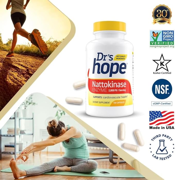 Nattokinase Supplement 2000 FU - Made in USA Backed by 30+ Years of Trust - Non-GMO cGMP Certified - 6 Month Supply