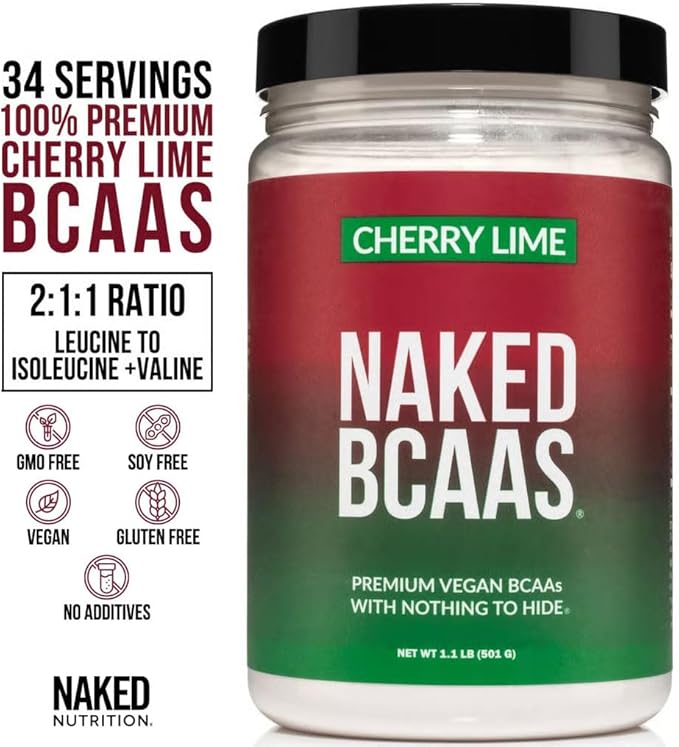 NAKED Cherry Lime Pre Workout &amp BCAA Bundle – Vegan Clean Energy (30 Servings) + 2:1:1 BCAA Powder (34 Servings) for Performance &amp Recovery