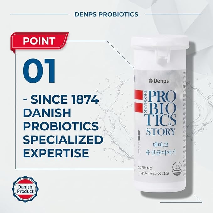 Denmark Probiotic Story (60 Capsules) 10 Billion CFU Shelf-Stable Probiotic for Gut Health 덴마크 유산균이야기