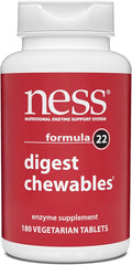 Ness® Digest Chewables | Multi-Enzyme Digestive Supplement | Supports Digestion of Protein Fat Carbohydrates &amp Fiber | Mixed Berry Flavor | 180 Vegetarian Chewable Tablets