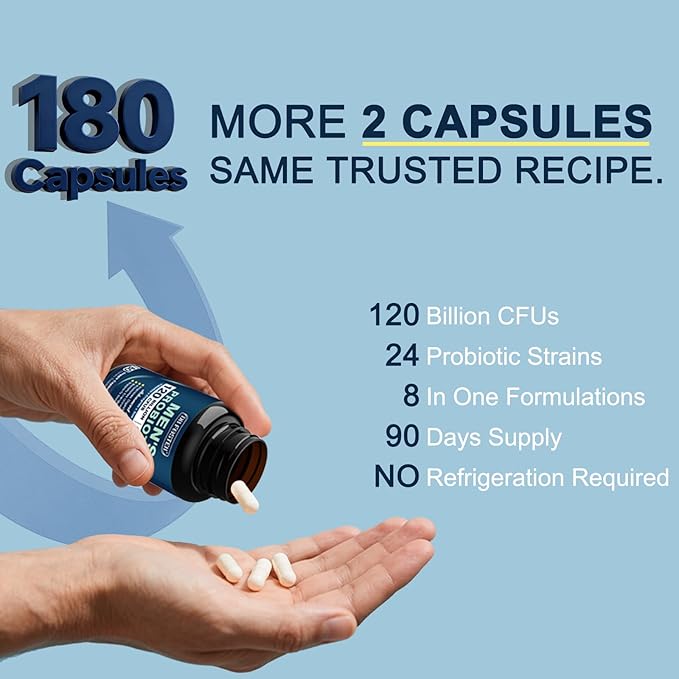 DRFOSTER Probiotics for Men Digestive Health 120 Billion CFUs Mens Probiotic with Enzymes &amp Prebiotics &amp Saw Palmetto &amp Cranberry for Gut Prostate &amp Urinary Tract Health Shelf Stabl