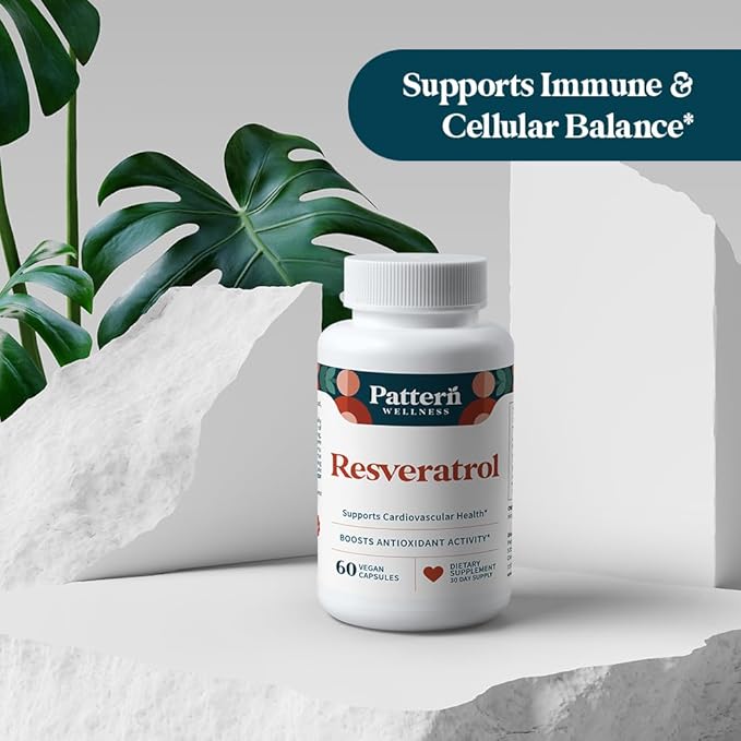 Pattern Wellness Resveratrol with Fisetin – Supports Cellular Heart &amp Immune System Health – Promotes Antioxidant Protection – Vegan Non-GMO Gluten-Free – 180 Capsules