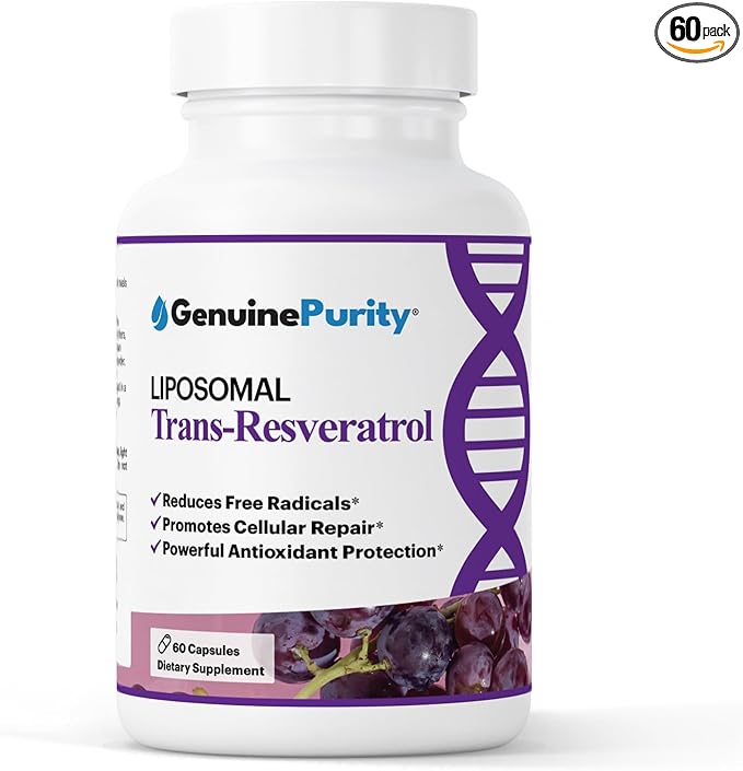Liposomal Trans Resveratrol 500mg 60 Vegan Capsules to Support Cellular Health Antioxidant Activity &amp Overall Wellness - Non-GMO Trans Resveratrol Supplement for Daily Vitality