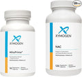 XYMOGEN MitoPrime (30 Capsules) + NAC (120 Capsules) 2-Product Bundle - L Ergothioneine Antioxidant Supplement with 600mg N-Acetyl-Cysteine NAC Supplement