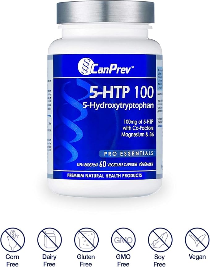 CanPrev 5-HTP 100 with B6 and Magnesium Vegi Capsules 60 Count