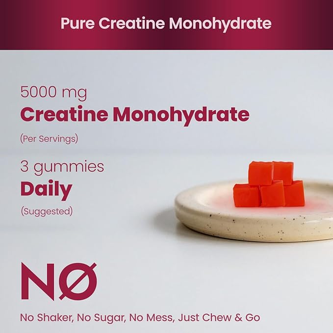 Creatine Monohydrate Gummies 5000 mg for Men &amp Women Sugar Free Creatine Gummies Strwberry Flavor