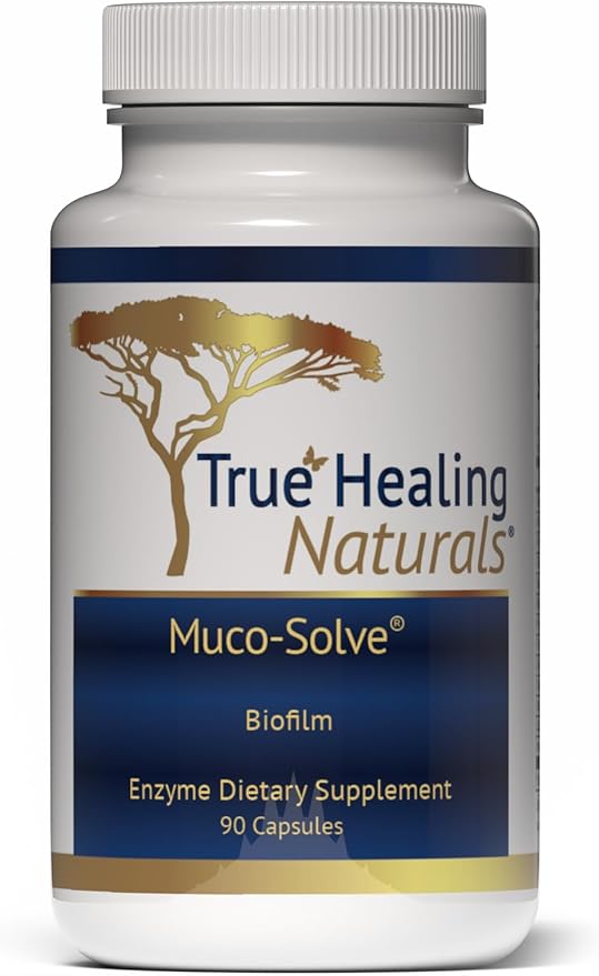 True Healing Naturals - Muco-Solve Biofilm - Gut Restoration and Gut Health - Unique Enzyme Combination to Dissolve Polysaccharide &amp Fibrin Components of Biofilm - 90 Capsules