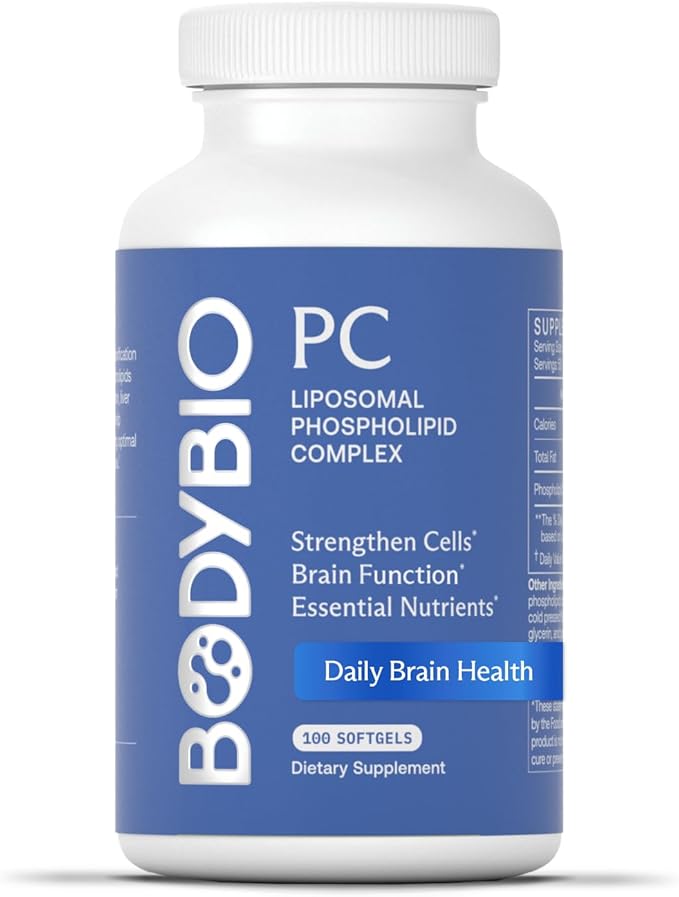 BodyBio PC - Phosphatidylcholine for Brain Health Mental Clarity Cognitive Function Cellular Repair &amp Healthy Aging Phospholipid Complex Supplement for Gentle Daily Detox