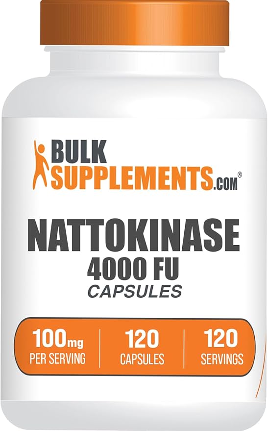 BulkSupplements.com Nattokinase 4000 FU Capsules - Nattokinase Supplement Sourced from Natto Extract Nattokinase 100mg - Gluten Free 1 Capsule per Serving 120 Capsules (Pack of 1)