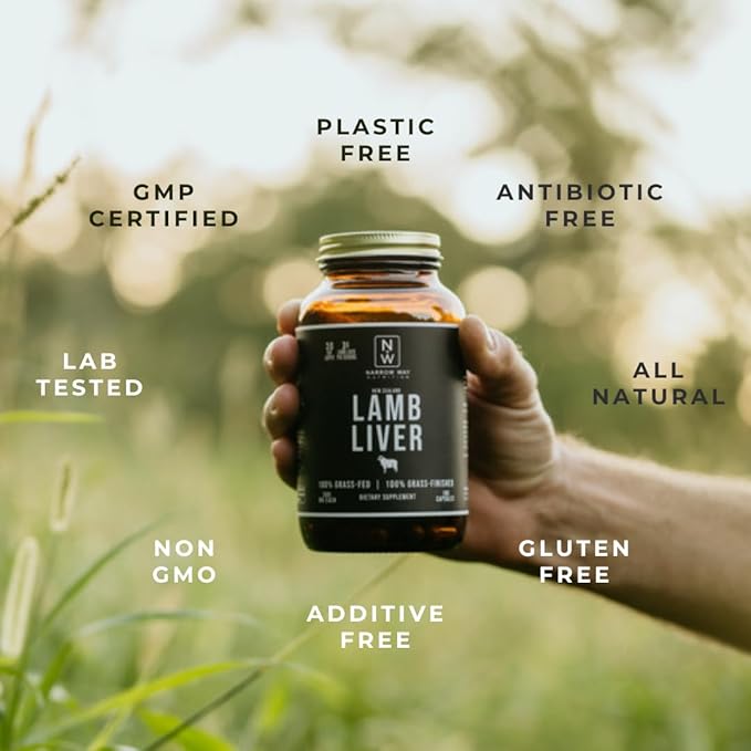 Lamb Liver Regeneratively Raised in New Zealand (180 Capsules) 100% Grass-Fed &amp 100% Grass-Finished 30 Day Supply at 6 Capsules Daily (Kosher Bovine Gelatin Capsules)