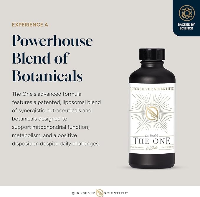 Quicksilver Scientific The ONE Mitochondrial Elixir - Mitochondria Supplement to Support Cellular Health with Phosphatidylcholine Resveratrol Reishi Mushroom &amp CoQ10 Liquid (3.38 Fl oz / 100ml)