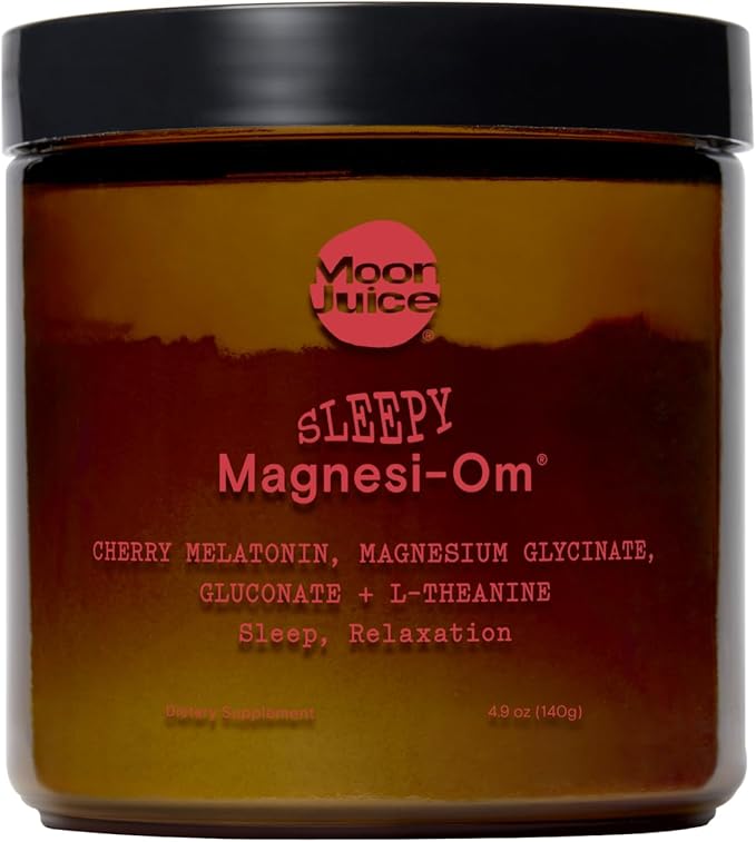 Moon Juice Sleepy Magnesi-Om - Sleep Supplement Powder with Magnesium Glycinate L-Theanine &amp Plant-Based Melatonin Sugar-Free Bedtime Drink Mix for Deep Sleep w/o Grogginess Cherry 35 Servings