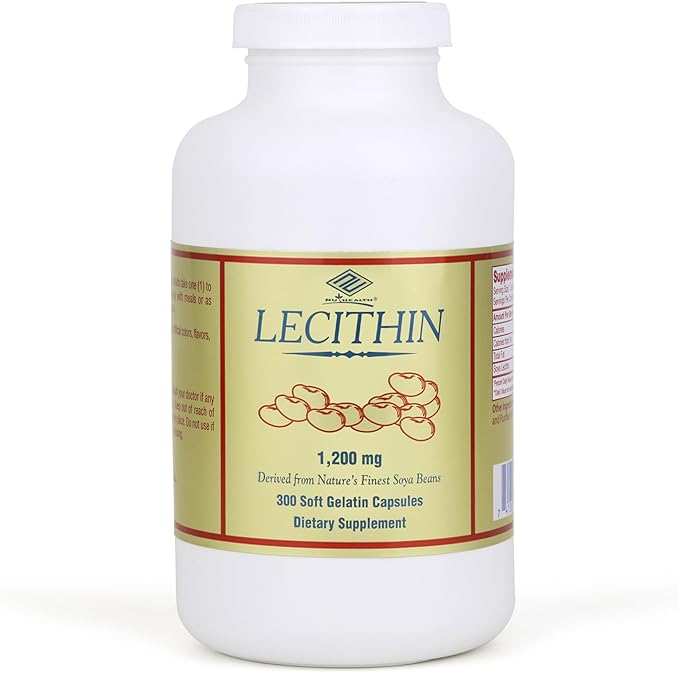 Nu-Health Soy Lecithin 1200 mg Capsules – Non-GMO Soy Phospholipids with Choline – Supports Fat Metabolism Liver Function &amp Cognitive Health – 300 Capsules