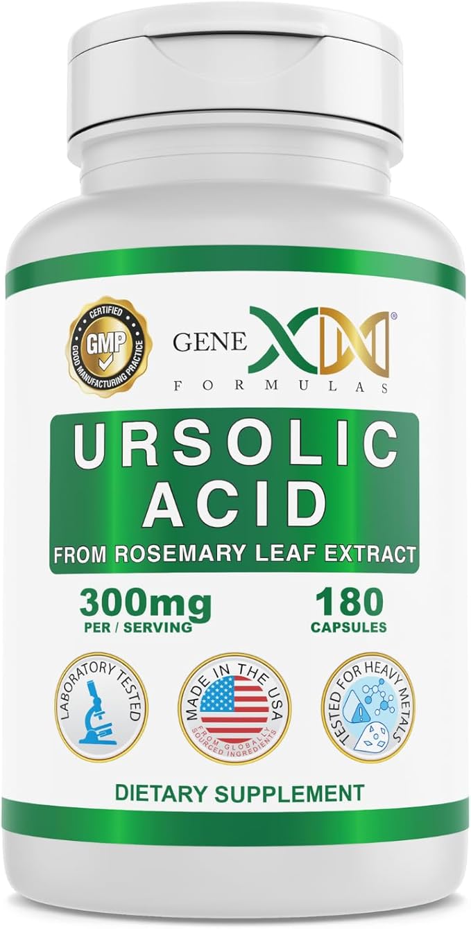 Genex Formulas Ursolic Acid 300mg (180 Capsules) Ursolic Acid Sourced from Rosemary Extract - Non-GMO Gluten Free Vegetarian