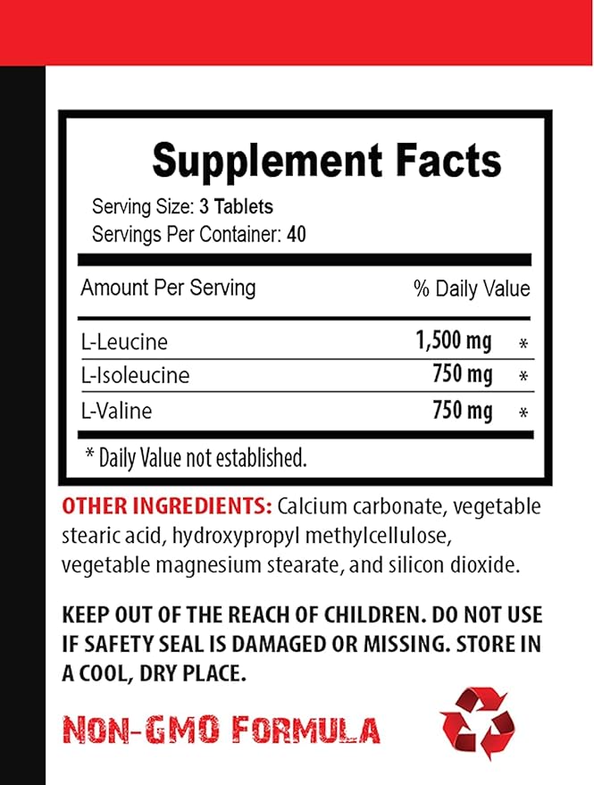 VIP Supplements Workout Pills for Men and Women - BCAA 3000 MG - BRANCHED Chain Amino Acid - leucine isoleucine and valine 1 Bottle (120 Tablets)