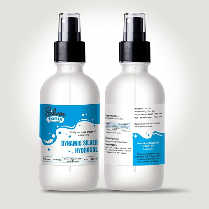 Dynamic Silver Hydrosol Fine Mist Spray – 10ppm Bio-Active Colloidal Silver – Pharmaceutical Grade Purified Water – Topical &amp Oral Use – Daily Wellness &amp Skin Cleanliness Support (4 Fl Oz)