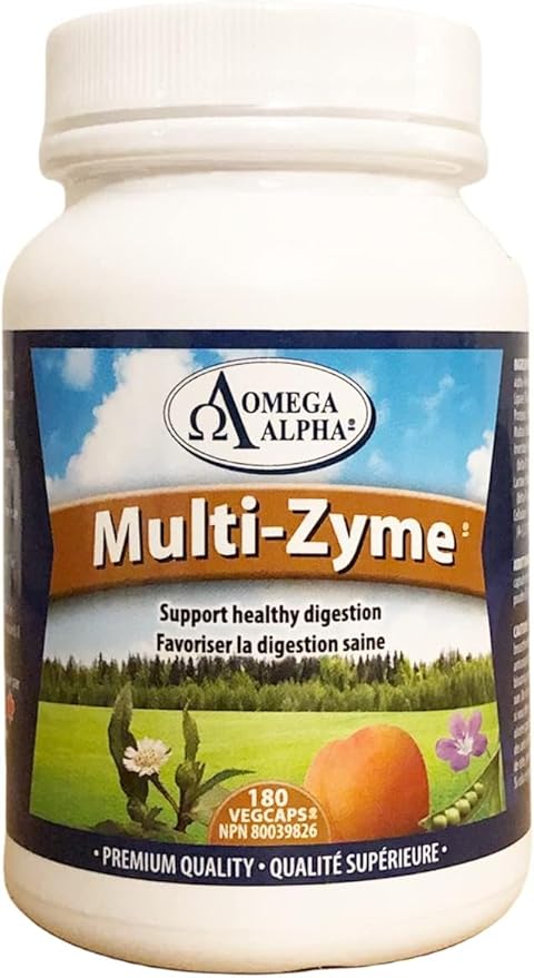Omega Alpha Multi-Zyme Digestive Enzyme-180 Capsules