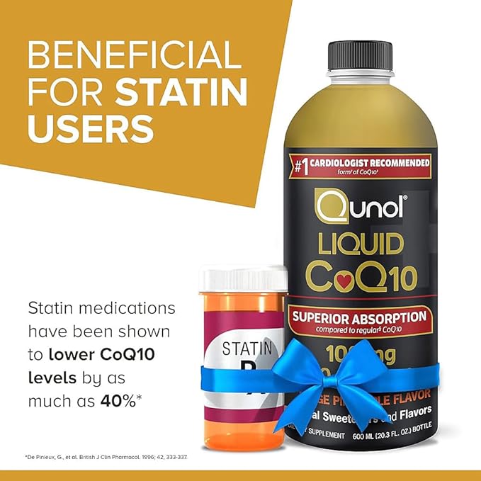 Qunol Liquid CoQ10 100mg Superior Absorption Natural Supplement Form of Coenzyme Q10 Antioxidant for Heart Health Orange Pineapple Flavored 60 Servings 20.3 oz Bottle