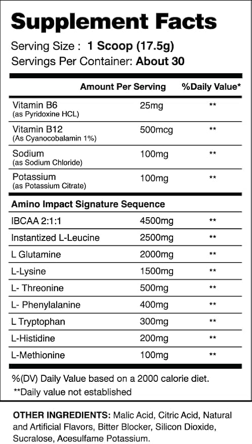 Amino Impact BCAA – EAA Enhanced Hydration Recovery &amp Endurance Keto Friendly Formula 7g BCAA’s – 3g EAA’s Plus 2g Glutamine |30 Serving (Watermelon Lemonade)