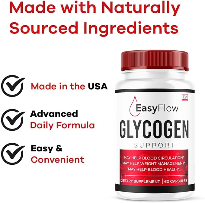 (2 Pack) Easy Flow Glycogen Support - EasyFlow Glycogen Easy Flow Easy Flow Glycogen Supplement Glycogen Support Easy Flow Easy Flow Glycogen Glycogen Easy Flow 120 Capsules for 2 Months