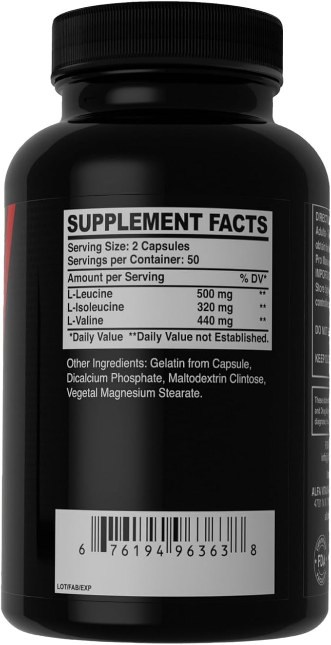 Maximum BCAA By Alfa Sports – Branched-Chain Amino Acids Supplement with L-Leucine L-Isoleucine &amp L-Valine – Muscle Support Formula - 100 Capsules (2-Pack)
