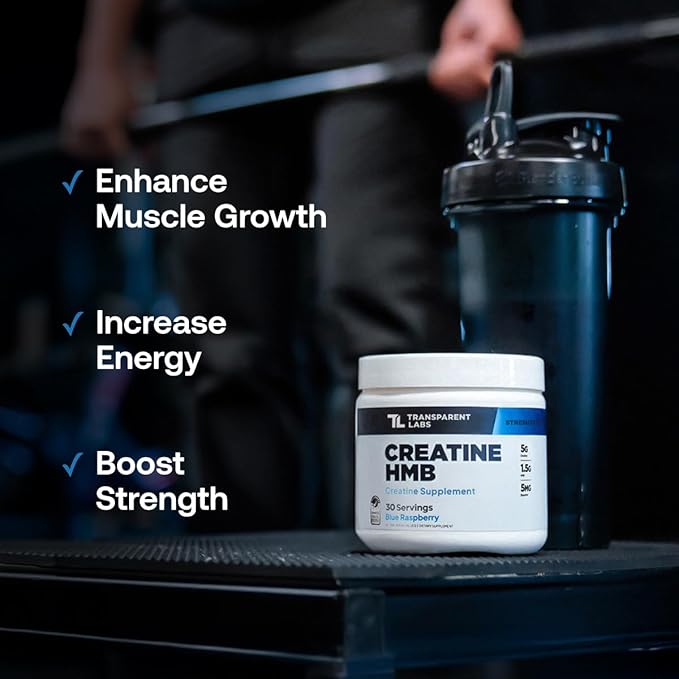 Transparent Labs Creatine HMB - Creatine Monohydrate Powder with HMB for Muscle Growth Increased Strength Enhanced Energy Output and Improved Athletic Performance - 30 Servings Hawaiian Splash