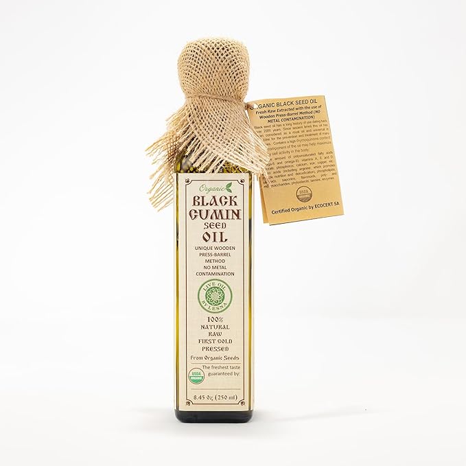 Certified Organic Black seed (Cumin) Oil. Fresh Raw Cold-Pressed Oil by Live Oil by Lesna. 8.45 Oz