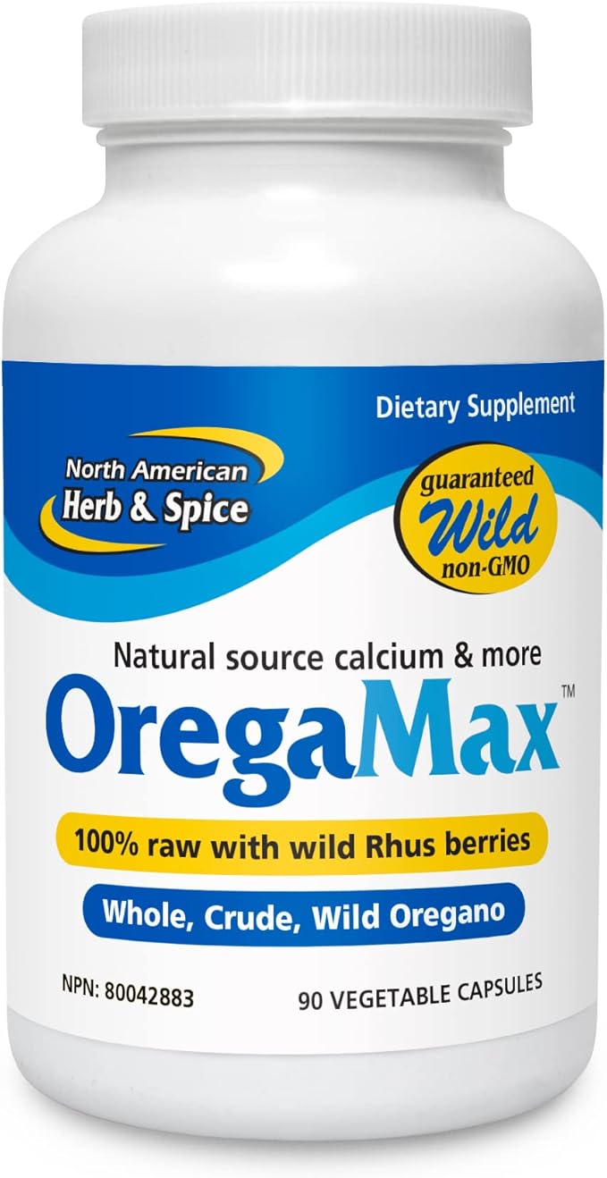 NORTH AMERICAN HERB &amp SPICE OregaMax - 90 Vegi Capsules - Healthy Digestive &amp Immune Support - Oreganol P73 Oregano Oil Supplement with Garlic &amp Onion - Non-GMO - 90 Servings
