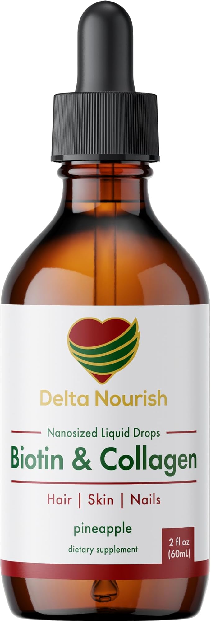 Biotin &amp Collagen Drops for Hair Skin &amp Nails - Liquid Supplement for Healthy Hair Growth Glowing Skin &amp Strong Nails - 2 oz