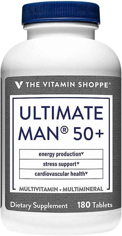 The Vitamin Shoppe Ultimate Man 50+ Multivitamin Daily Men’s 50 Plus Multivitamin with Vitamins Minerals &amp Antioxidants for Energy Immune and Overall Wellness Support Gluten Free 180 Tablets