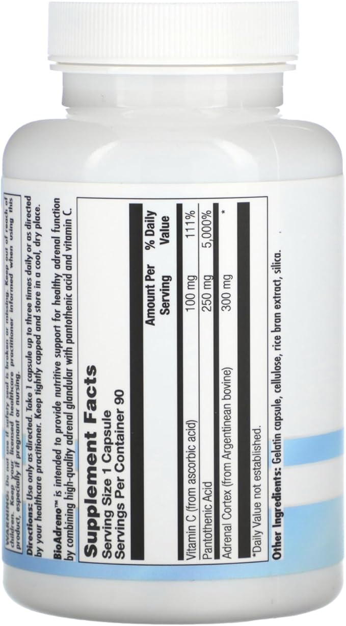 Nutra Biogenesis BioAdreno - Antioxidant Supplement with Bovine Adrenal Cortex Supports Cellular Energy and Nervous System Health for Women and Men - 90 Capsules