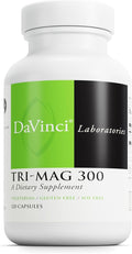 DAVINCI Tri-Mag 300 - Triple Complex with Magnesium Glycinate Taurinate &amp Malate - Calm Magnesium Supplement for Sleep - Nerve Support Formula - 120 Capsules (30 Servings)