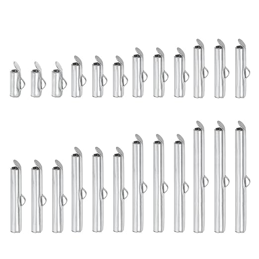 #US 160Pcs Slide On End Cla 10/13/16/20/25/30/35/40mm Silver White