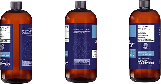 Colloidal Silver Copper Gold &amp Platinum Bundle 60PPM (36.5oz Bottles)