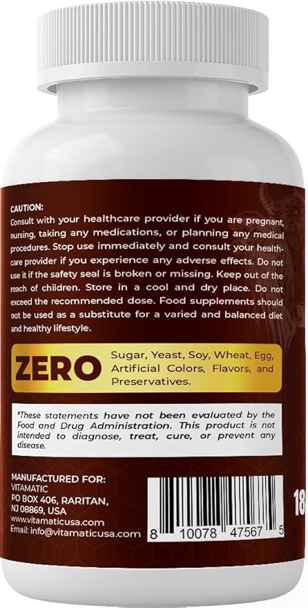 Vitamatic Grass-Fed Beef Liver 180 Capsules – Freeze-Dried Non-GMO Bovine Liver Supplement – Pasture-Raised Glandular-Based Formula
