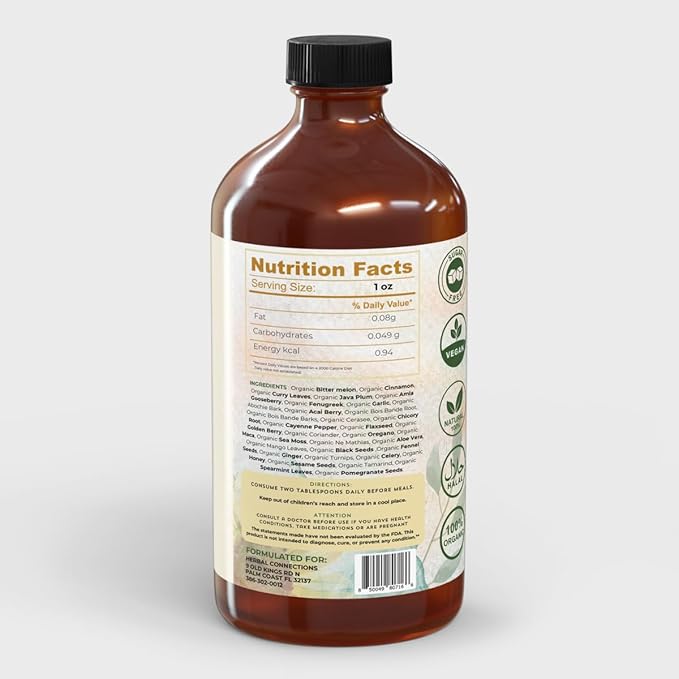 Herbal Connections Organic Soursop &amp Black Seed Bitters Bundle - Natural Plant-Based Ingredients for Gentle Detox &amp Digestive Health Two Bottles 32 Ounces (16 Ounces Each) 64 Servings